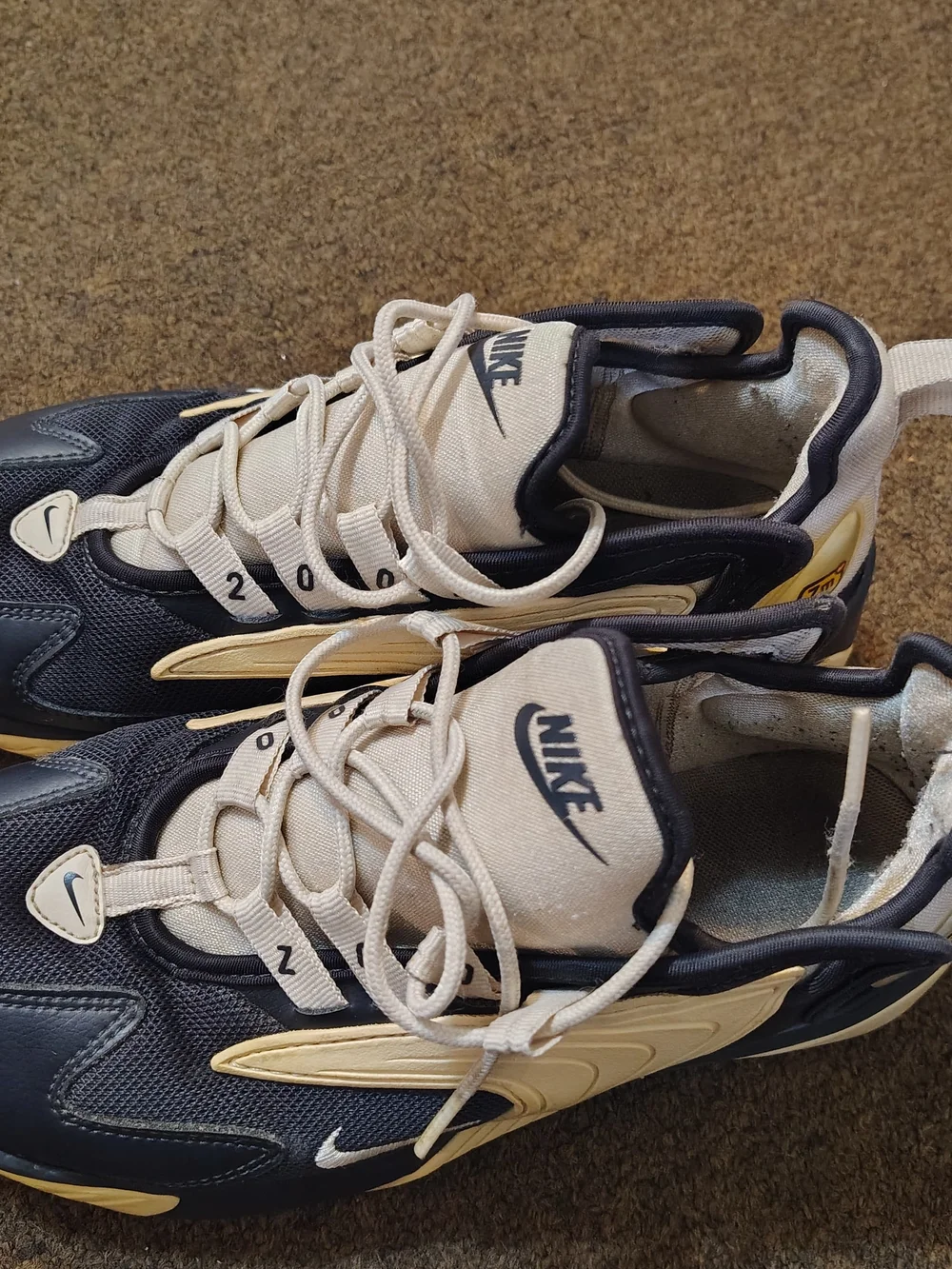 Men's Navy and Cream Athletic Sneakers by